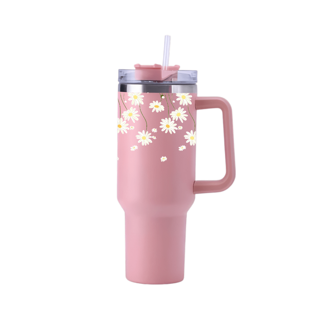 White Daisy Line Art Tumbler - Memories Insite